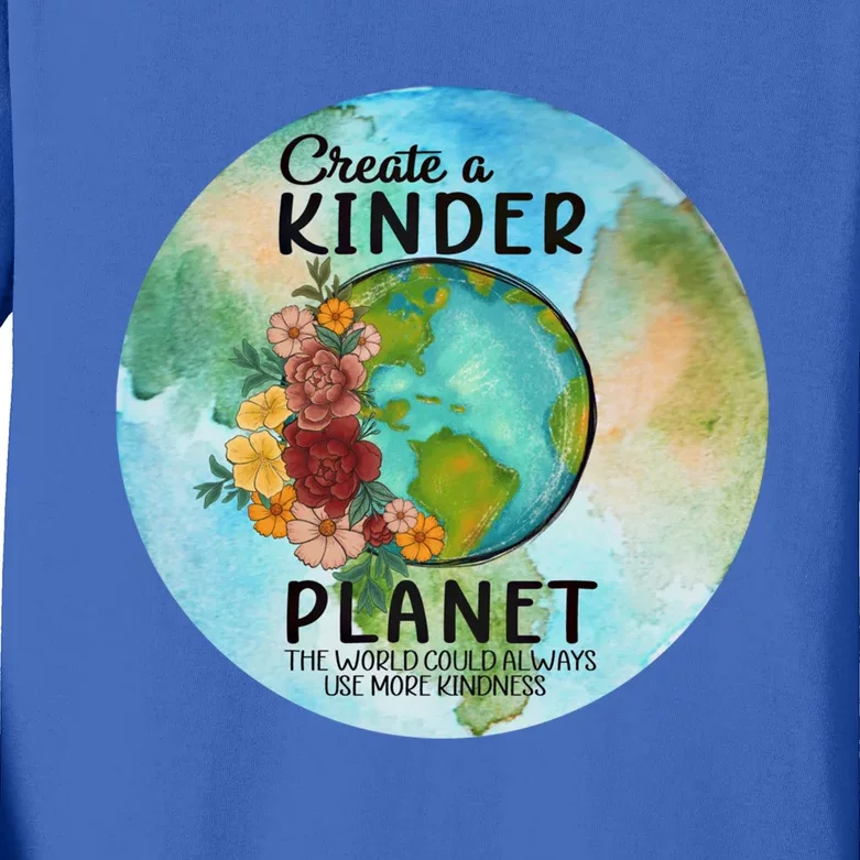 Earth Day Create A Kinder Planet Global Warming Climate Boho Gift Kids Long Sleeve Shirt