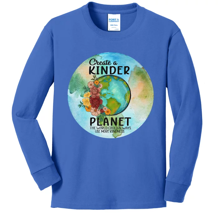 Earth Day Create A Kinder Planet Global Warming Climate Boho Gift Kids Long Sleeve Shirt