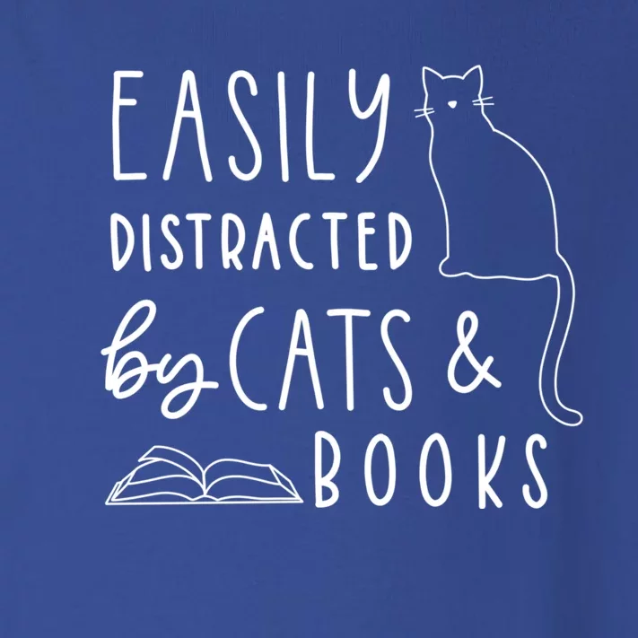 Easily Distracted Cats And Books Funny Gift For Cat Lovers Cool Gift Toddler Long Sleeve Shirt