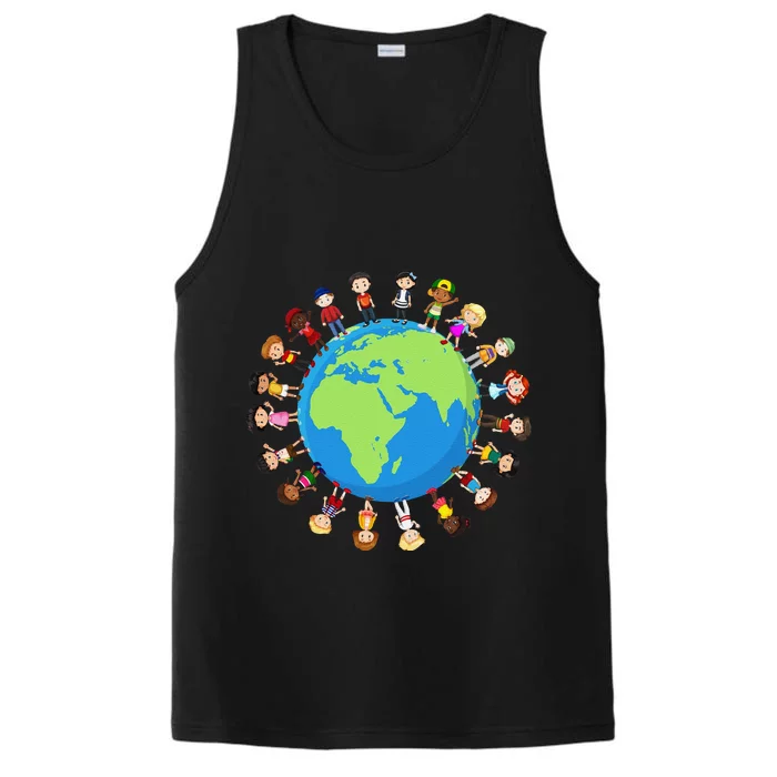 Earth Day Children Around The World Environ Talist Long Sleeve Performance Tank