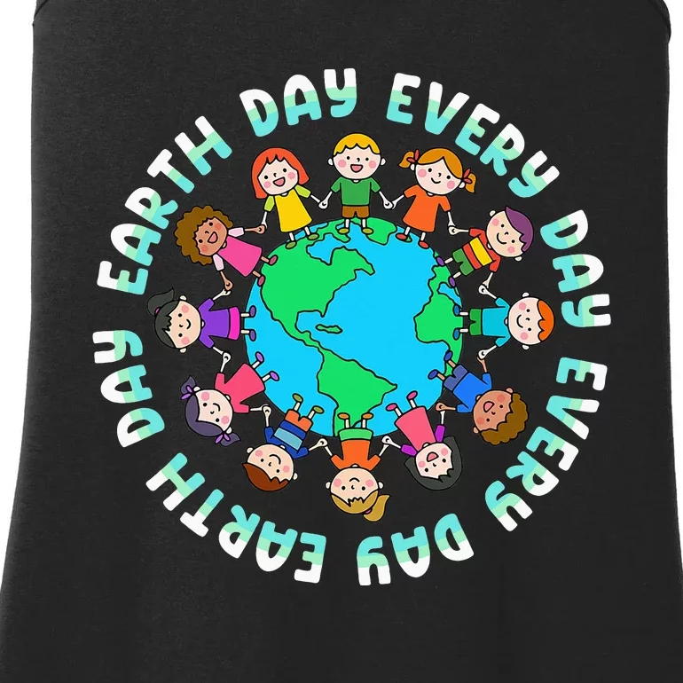 Earth Day Cute Children Around The World Ladies Essential Tank