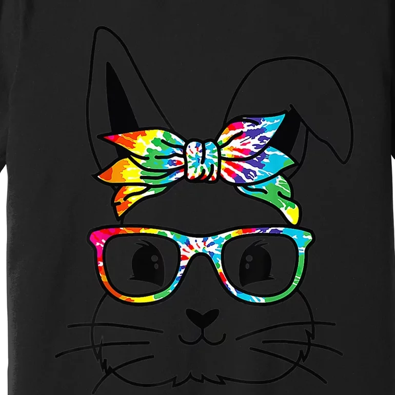 Easter Day Cute Bunny Rabbit Face Tie Dye Glasses Girl Premium T-Shirt