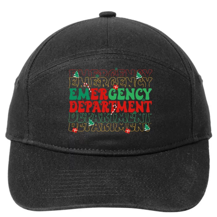 Emergency Departt Christmas Ed Er Nurse Crew 7-Panel Snapback Hat