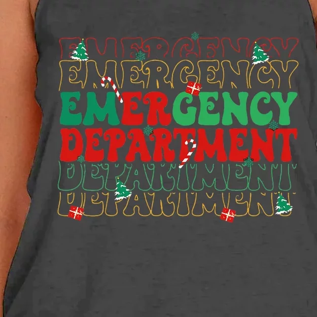 Emergency Departt Christmas Ed Er Nurse Crew Women's Knotted Racerback Tank