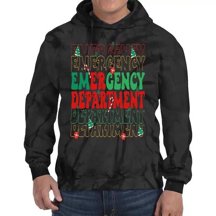 Emergency Department Christmas ED Er Nurse Crew Tie Dye Hoodie