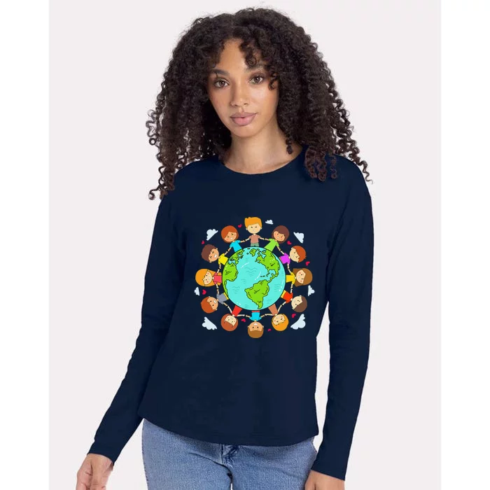 Earth Day Child Earth Day 2024 Womens Cotton Relaxed Long Sleeve T-Shirt