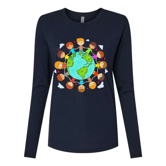 Earth Day Child Earth Day 2024 Womens Cotton Relaxed Long Sleeve T-Shirt