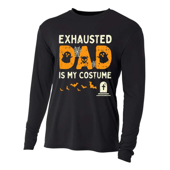 Exhausted Dad Costume Funny Matching Halloween Gift Cooling Performance Long Sleeve Crew