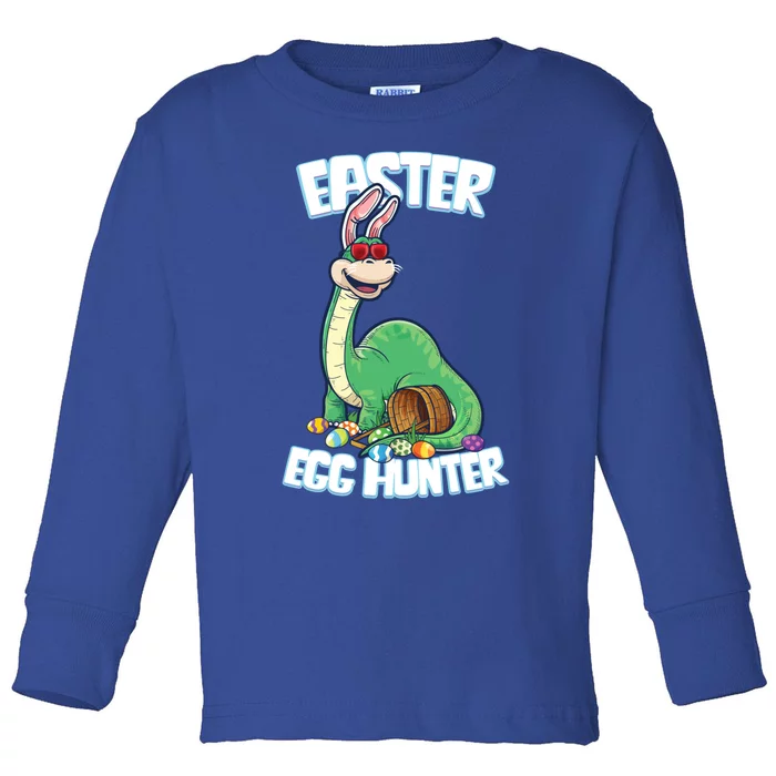 Easter Dinosaur Cool Gift Egg Hunter Bunny Ears Brontosaurus Gift Toddler Long Sleeve Shirt