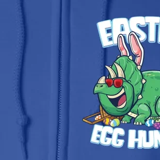 Easter Dinosaur Cute Gift Egg Hunter Bunny Ears Triceratops Gift Full Zip Hoodie