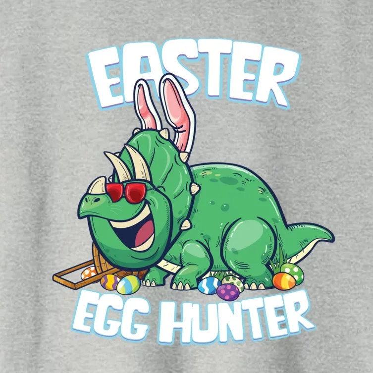 Easter Dinosaur Cute Gift Egg Hunter Bunny Ears Triceratops Gift Women's Crop Top Tee