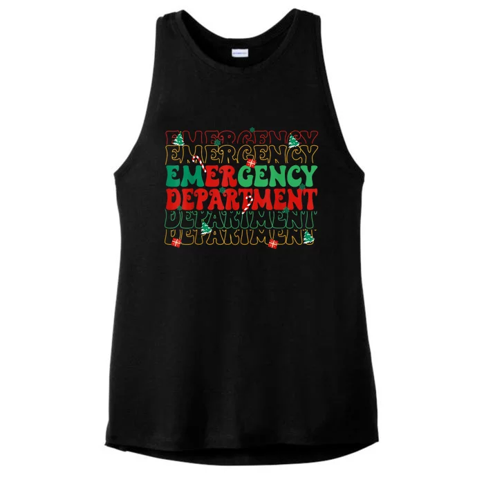 Emergency Department Christmas Ed Er Nurse Crew Ladies Tri-Blend Wicking Tank