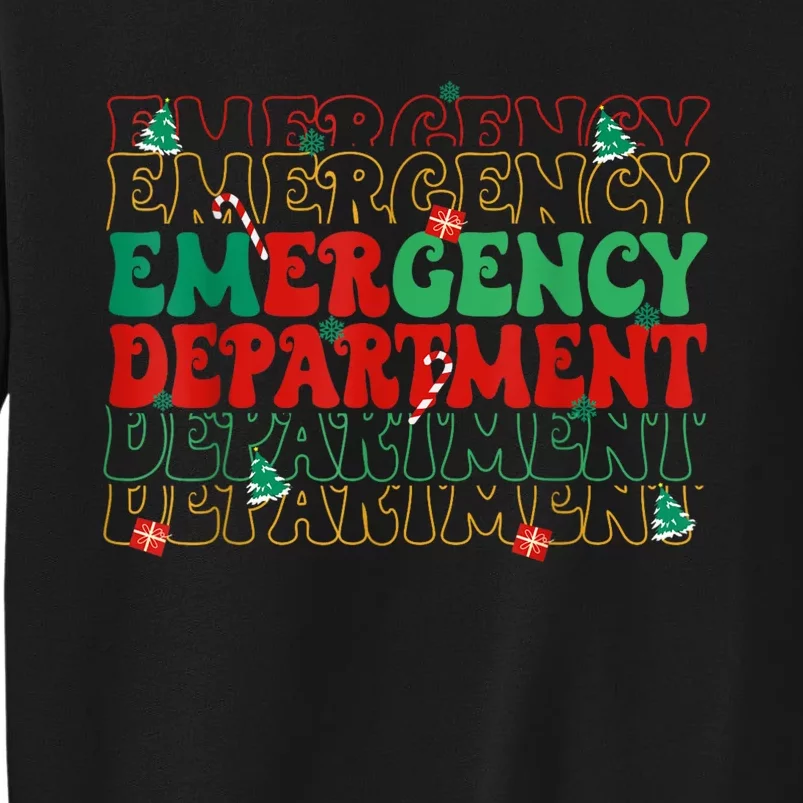 Emergency Department Christmas Ed Er Nurse Crew Tall Sweatshirt