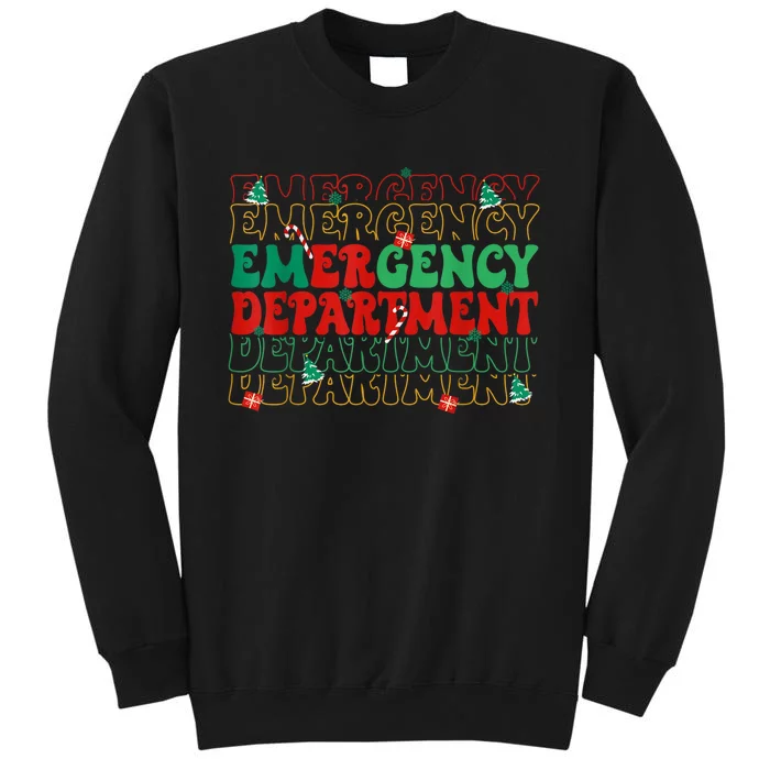 Emergency Department Christmas Ed Er Nurse Crew Tall Sweatshirt