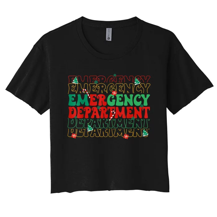 Emergency Department Christmas Ed Er Nurse Crew Women's Crop Top Tee