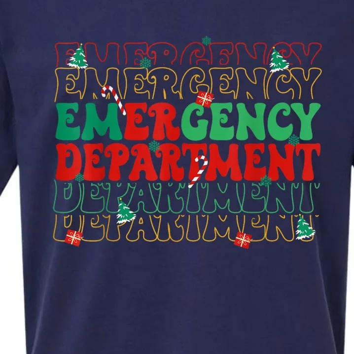 Emergency Department Christmas Ed Er Nurse Crew Sueded Cloud Jersey T-Shirt