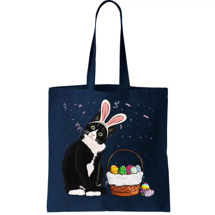 Easter Day Cat Bunny Ears Eggs Funny Easter Rabbit Tote Bag