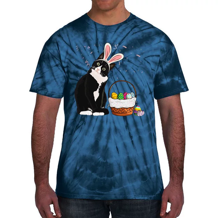 Easter Day Cat Bunny Ears Eggs Funny Easter Rabbit Tie-Dye T-Shirt