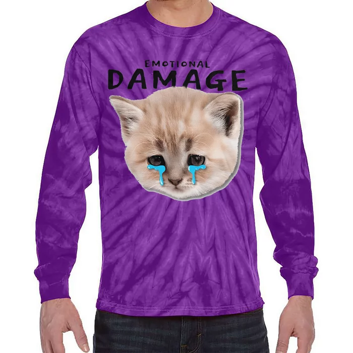 Emotional Damage Cat Tie-Dye Long Sleeve Shirt