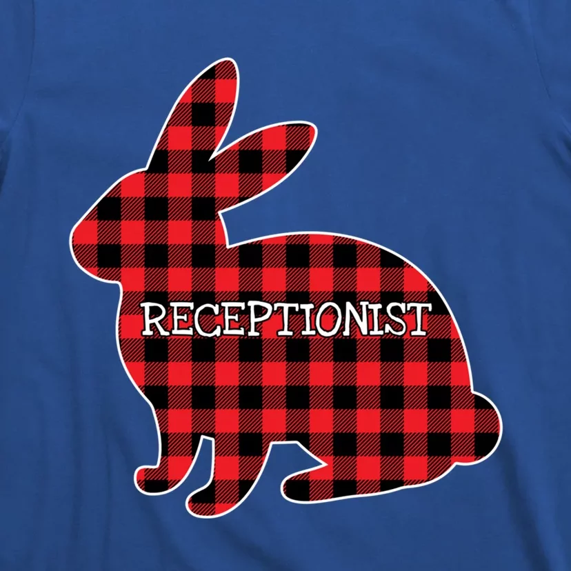 Easter Day Costume Red Plaid Bunny Graphic Receptionist Gift T-Shirt