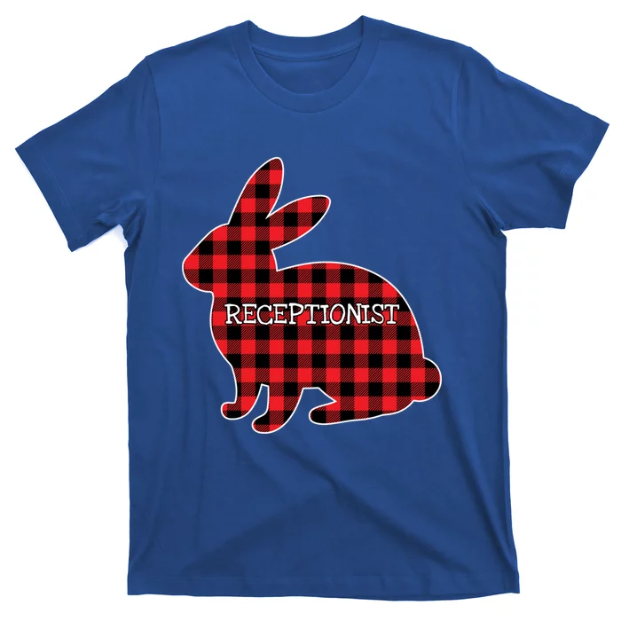 Easter Day Costume Red Plaid Bunny Graphic Receptionist Gift T-Shirt