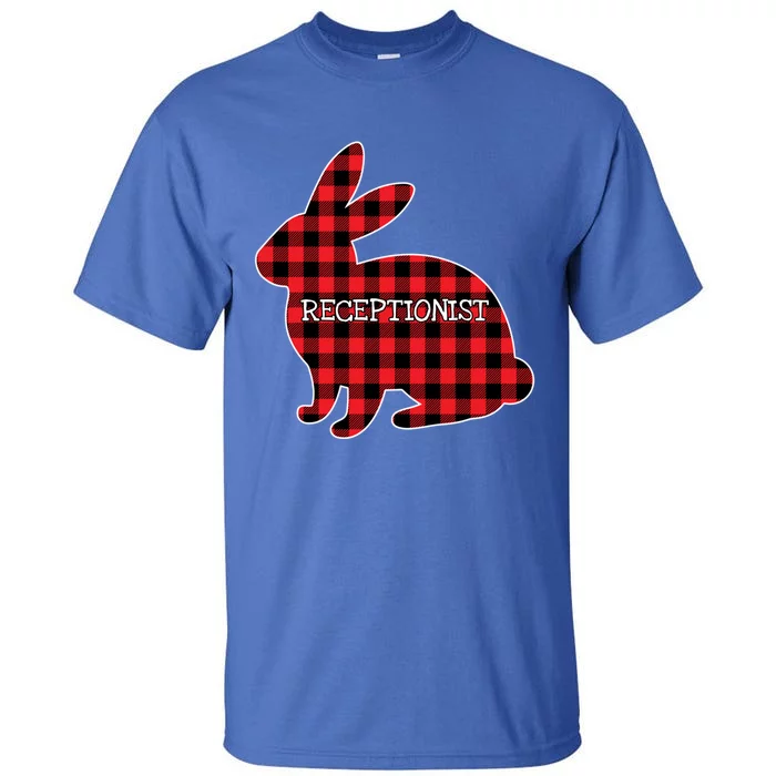 Easter Day Costume Red Plaid Bunny Graphic Receptionist Gift Tall T-Shirt