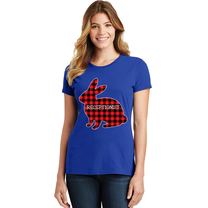 Easter Day Costume Red Plaid Bunny Graphic Receptionist Gift Women's T-Shirt