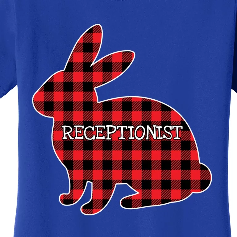 Easter Day Costume Red Plaid Bunny Graphic Receptionist Gift Women's T-Shirt