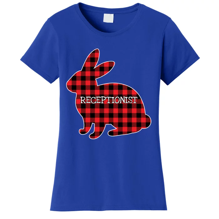 Easter Day Costume Red Plaid Bunny Graphic Receptionist Gift Women's T-Shirt