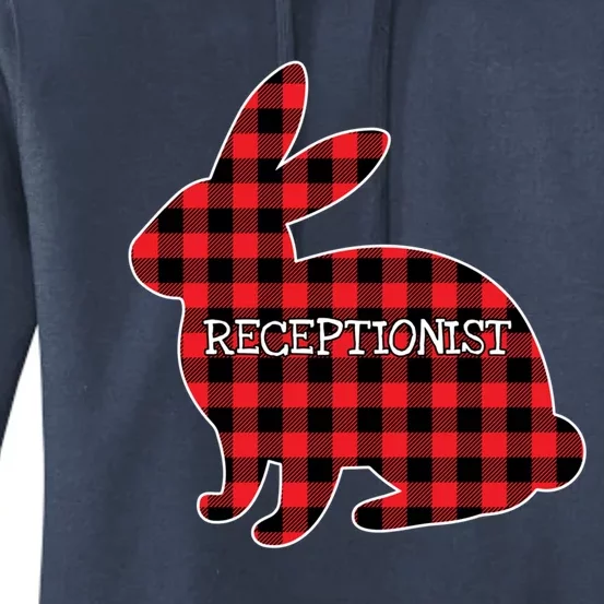 Easter Day Costume Red Plaid Bunny Graphic Receptionist Gift Women's Pullover Hoodie