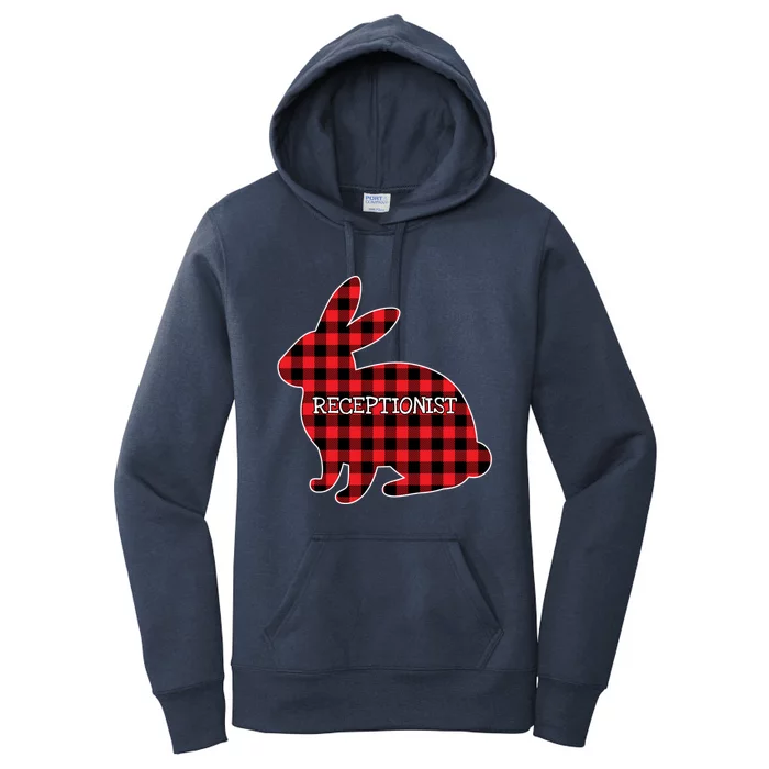 Easter Day Costume Red Plaid Bunny Graphic Receptionist Gift Women's Pullover Hoodie