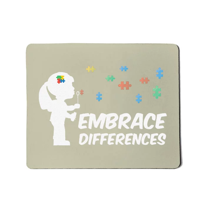 Embrace Differences Cute Gift Autism Awareness Mousepad