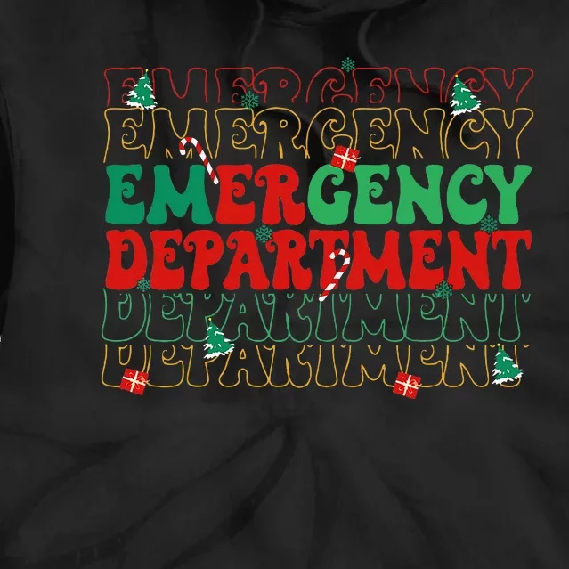 Emergency Department Christmas ED Er Nurse Crew Tie Dye Hoodie