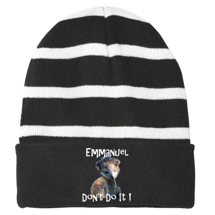 Emmanuel DonT Do It Funny Viral Emu Striped Beanie with Solid Band