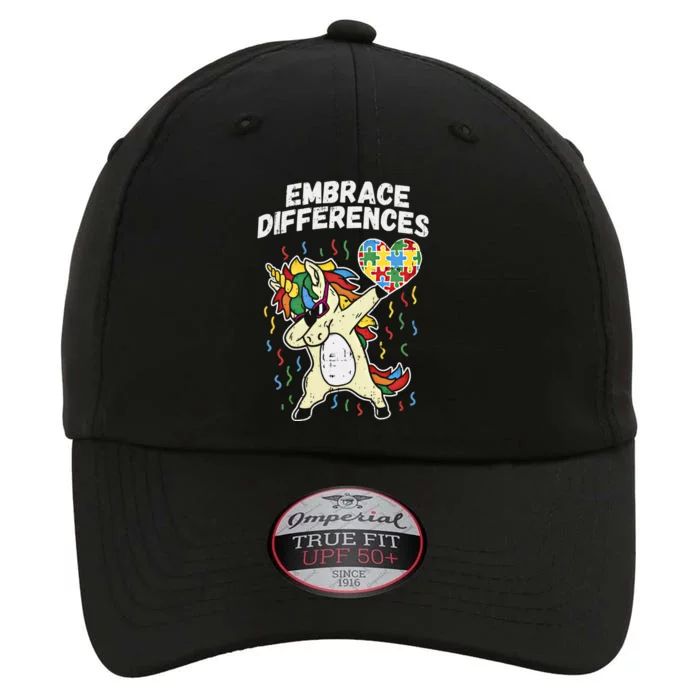 Embrace Differences Dabbing Unicorn Gift Autism Awareness Funny Gift The Original Performance Cap