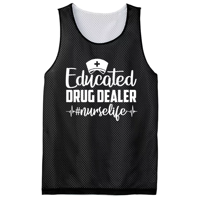 Educated Drug Dealer Nurse Life Funny Nurse Heart Beat Mesh Reversible Basketball Jersey Tank