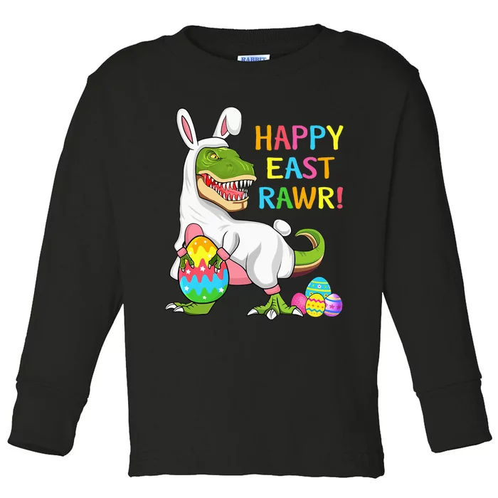 Easter Day Dinosaur Funny Happy Eastrawr T Rex Easter Toddler Long Sleeve Shirt