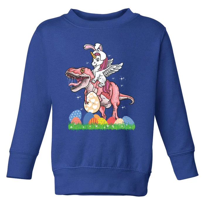 Easter Day Dinosaur Unicorn Bunny Ears Easter Eggs Gift Toddler Sweatshirt