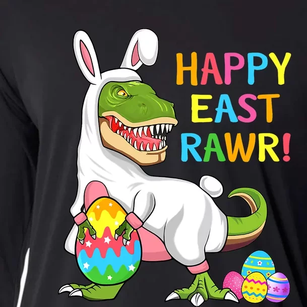 Easter Day Dinosaur Funny Happy Eastrawr T Rex Easter Cooling Performance Long Sleeve Crew