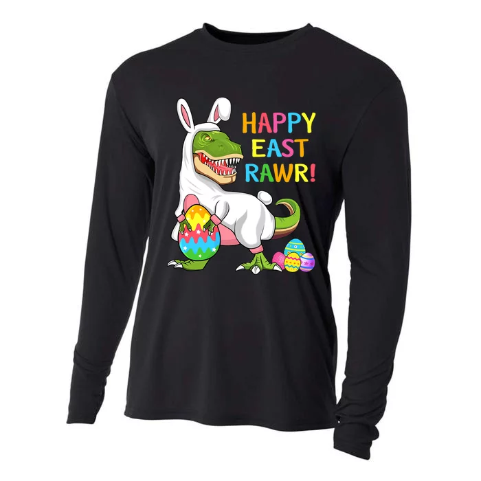 Easter Day Dinosaur Funny Happy Eastrawr T Rex Easter Cooling Performance Long Sleeve Crew