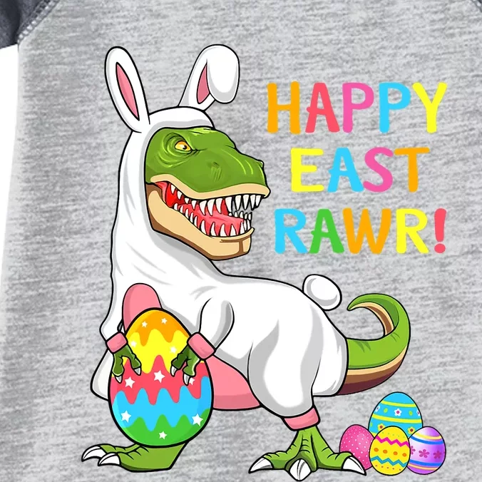 Easter Day Dinosaur Funny Happy Eastrawr T Rex Easter Infant Baby Jersey Bodysuit