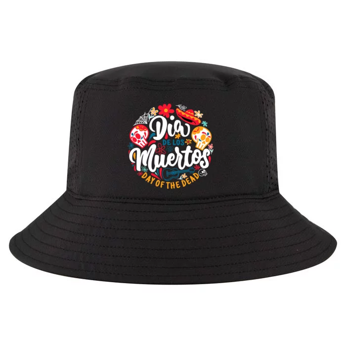 El Dia De Los Muertos Day Of The Dead Skull Sambrero Guitar Cool Comfort Performance Bucket Hat