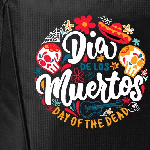 El Dia De Los Muertos Day Of The Dead Skull Sambrero Guitar City Backpack