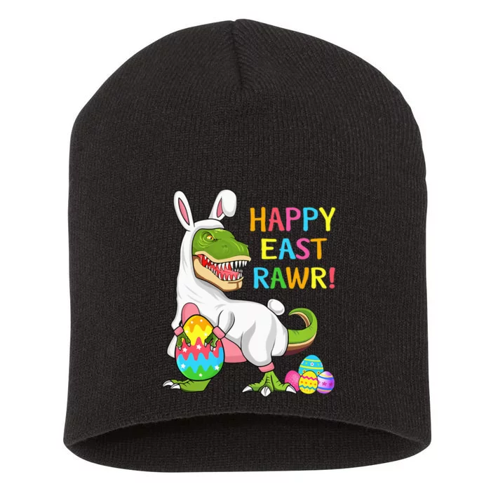 Easter Day Dinosaur Funny Happy Eastrawr T Rex Easter Short Acrylic Beanie