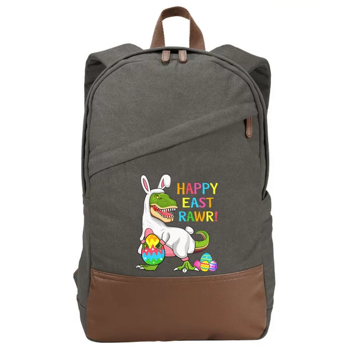 Easter Day Dinosaur Funny Happy Eastrawr T Rex Easter Cotton Canvas Backpack