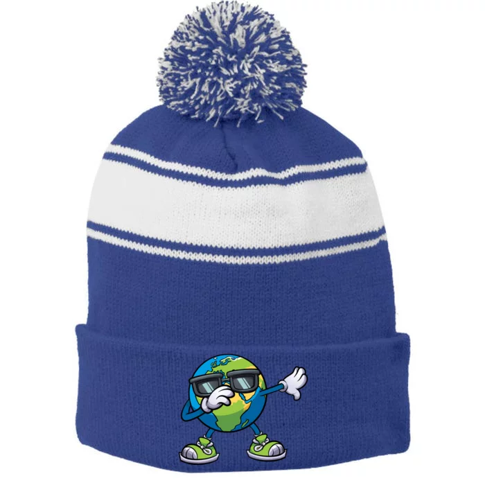 Earth Day Dabbing Students Teachers Great Gift Stripe Pom Pom Beanie