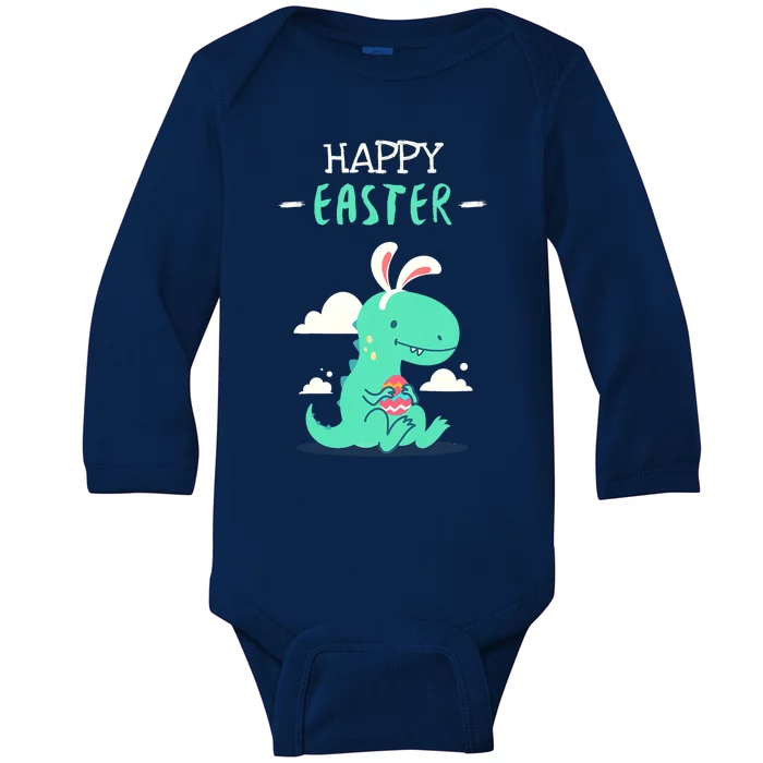 Easter Day Dino Easter Outfits Dinosaur Easter Baby Long Sleeve Bodysuit