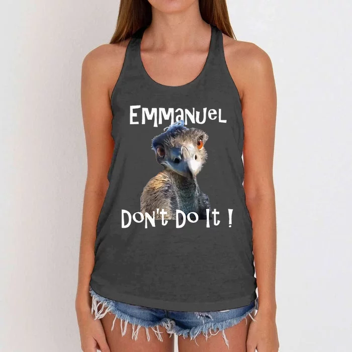 Emmanuel Dont Do It Funny Viral Emu Women's Knotted Racerback Tank