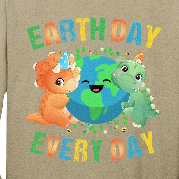 Earth Day Every Day Dinosaur Hugging Earth Nature Dino Lover Gift Long Sleeve Shirt