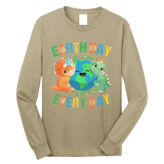 Earth Day Every Day Dinosaur Hugging Earth Nature Dino Lover Gift Long Sleeve Shirt